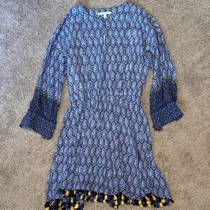 10 Crosby Derek Lam Blue Geometric Long Sleeve Dress